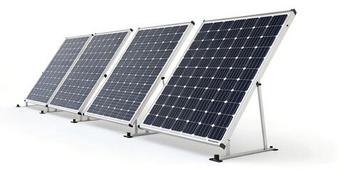a set of three modern solar panels standing upright on a white background, showcasing versatility an