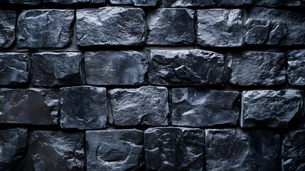Leinwandbilder - Dark Stone Wall Texture With Rough Surface Ideal For Construction And Design Backgrounds : Generative AI