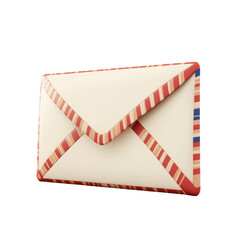 Poster - The image shows a cream-colored envelope with red and beige stripes along its edges against a black background.
