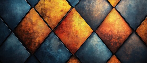 Poster - Abstract Diamond Pattern Warm Metal Texture Background
