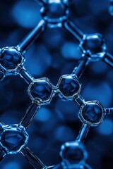 Poster - Abstract Blue Glass Molecular Structure Network Design