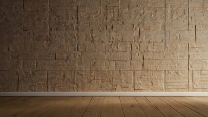 Aufkleber - minimalist interior design style, featuring a spacious room with a light wooden floor and walls