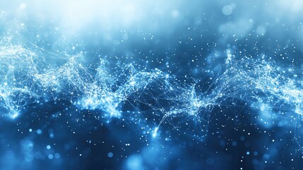 Poster - Abstract Blue Network Connections Digital Data Flow Technology Background