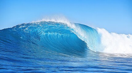 Poster - Majestic Ocean Wave Crashing Blue Water Scene Summer