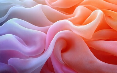 Wall Mural - Abstract Flowing Translucent Fabric Composition in Soft Pastel Colors