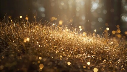 Aufkleber - digital artwork featuring a dynamic and abstract style showcases a swirling cascade of golden particles and light beams against a dark background vary in size, creating a sense of depth