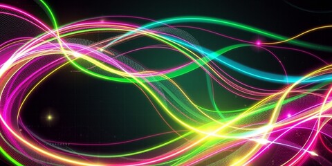 Poster - Glowing Abstract Wave Design with Colorful Lines