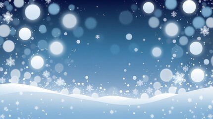 Aufkleber - digital illustration with a winter bokeh style theme, featuring a gradient background transitioning from deep blue to lighter blue, horizontal background with a focus on a snowfall effect