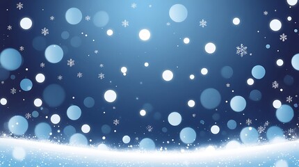 Aufkleber - digital illustration with a winter bokeh style theme, featuring a gradient background transitioning from deep blue to lighter blue, horizontal background with a focus on a snowfall effect