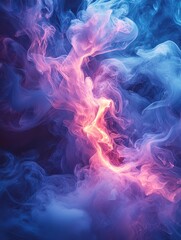 Fototapete - Colorful swirling smoke creating abstract shapes on blue and purple background