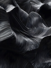 Leinwandbilder - Monochrome abstract closeup of wood grain texture forming undulating wave-like patterns : Generative AI