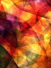 Poster - Vibrant Abstract Geometric Colorful Pattern with Overlapping Translucent Shapes and Light : Generative AI