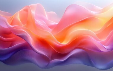 Wall Mural - Abstract flow of translucent waves in pastel colors with soft diffused light