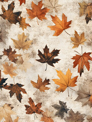 Aufkleber - Autumn maple leaves on textured background showcasing fall season colors : Generative AI