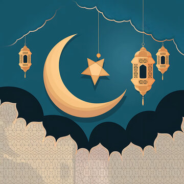 Arabic Ornamental Patterned Background Design .Greeting Card for Ramadan Kareem.