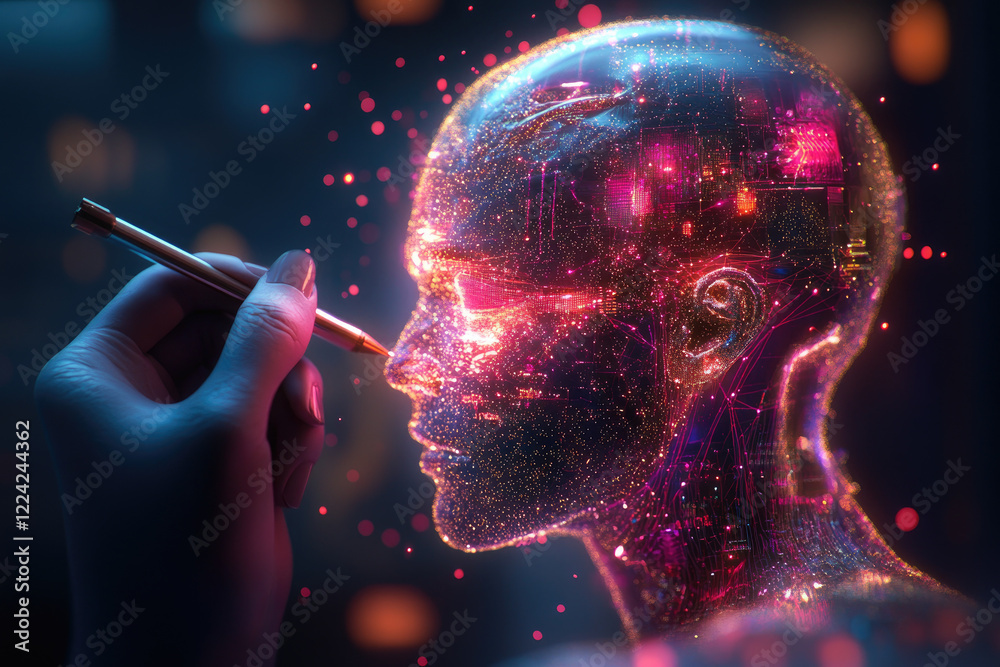 Creating a futuristic digital sculpture of a human figure virtual ...