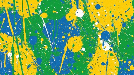 Aufkleber - Abstract paint splatter background with vibrant yellow green blue and white colors