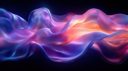Aufkleber - Abstract Iridescent Ribbons Flowing Background Design in Blue and Purple with Dramatic Lighting