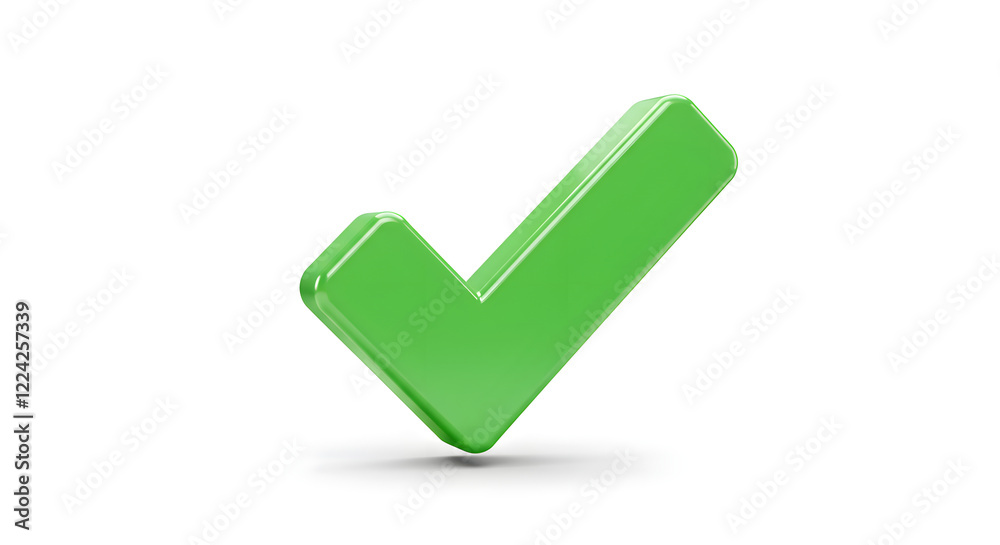 Green 3D Check Mark Icon Approval Symbol isolated on white background ...