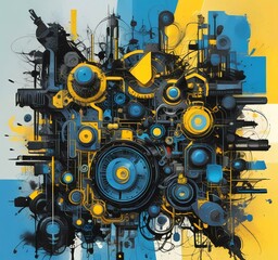 Poster - illustration of abstract technology background.