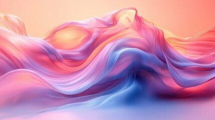 Aufkleber - Abstract Wave Design Liquid Glass Pastel Colors Iridescent 3D Render