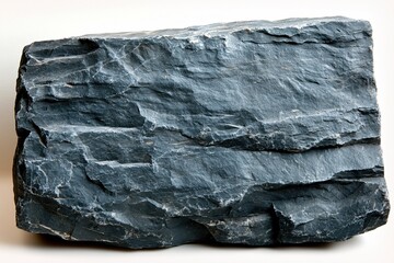 Poster - Dark rock formation with rough texture and visible cracks against a plain white background