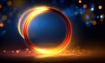 Aufkleber - Glowing ring, dark bokeh, empty space, ad design