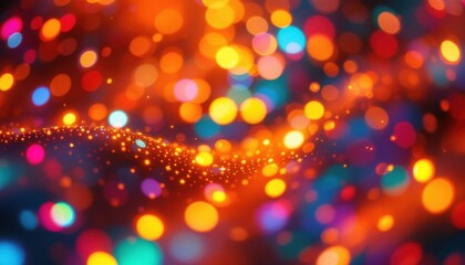 Poster - Vibrant bokeh lights in colorful abstract background with orange and blue tones