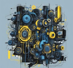 Poster - illustration of abstract technology background.