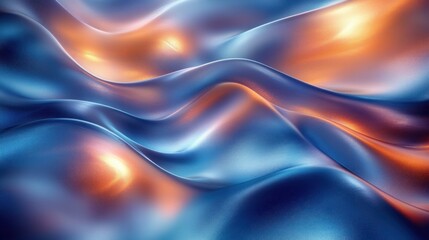 Poster - Futuristic Abstract Design with Smooth Curves and Vibrant Blue Iridescent Finish