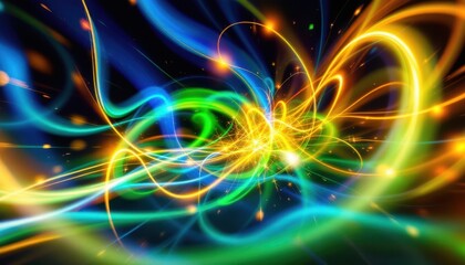 Poster - Vibrant abstract light streaks in dynamic multicolored swirl pattern