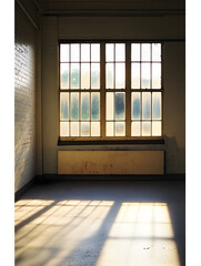 Aufkleber - Sunlight Streaming Through Industrial Window in Abandoned Urban Space with Atmospheric Shadows : Generative AI