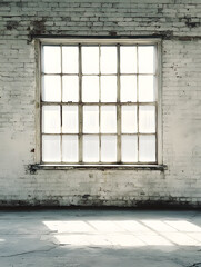 Aufkleber - Vintage Industrial Brick Wall with Sunlit Window in a Historic Building : Generative AI