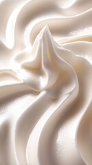 Poster - Creamy texture swirls with smooth curves and peaks in a close up view of a soft white surface