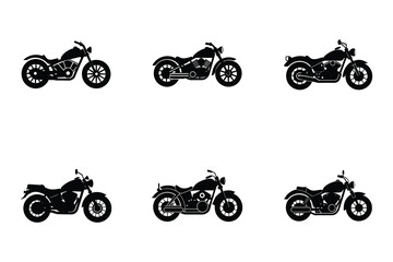 Wall Mural - Silhouette flat cruiser motorcycle on white background