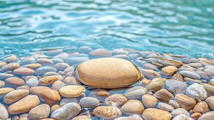 Wall Mural - tranquil waters with smooth stones beneath a clear surface in a natural setting rest rejuvenation re