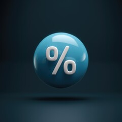 Poster - A white percentage symbol on a blue orb against a dark blue background.