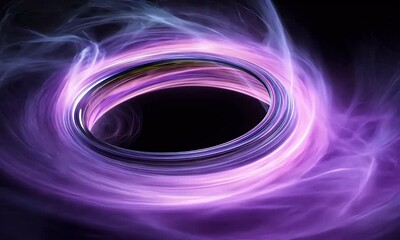 Aufkleber - Metallic ring swirling in purple smoke, dark background, abstract design