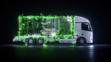 Fototapete - Futuristic Green Energy Truck