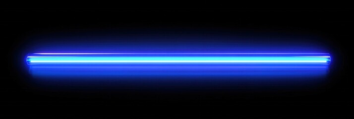 Poster - Glowing blue light tube on black background creating a modern and futuristic abstract design