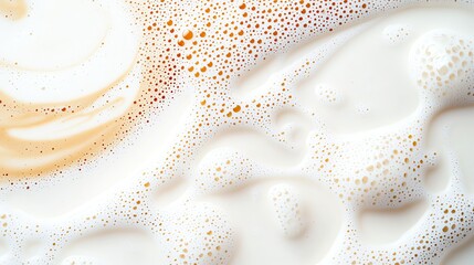 Wall Mural - close-up image of frothy milk surface with bubbles, showcasing texture and creamy appearance in a de