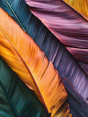 Poster - Closeup of colorful tropical banana leaf pattern with vibrant textures : Generative AI