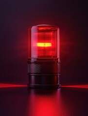 Aufkleber - Red emergency light with dark background and reflective surface creating a dramatic scene