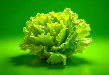 Close-up of a vibrant green lettuce head against a matching backdrop.  The image evokes freshness, health, and the natural goodness of this crisp, leafy vegetable, perfect for salads or as a healthy s