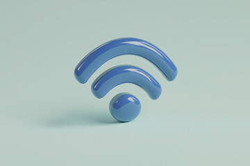 Poster - 3D Blue Wifi Symbol:  A vibrant 3D rendering of a blue wifi symbol, capturing the essence of connectivity, internet access, and digital communication.