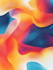 Aufkleber - Abstract flowing colorful waves with gradients creating smooth organic patterns