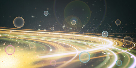 Aufkleber - Abstract Background. Energy Wave Concept in Universe with Scientific and Technological Experiments. light, universe, glow, curve, future, motion, dynamic