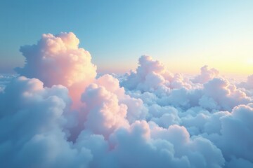 Wall Mural - Softly glowing clouds drift across a serene sky with hues of white and blue blending seamlessly, cloud, blue gradient, serene