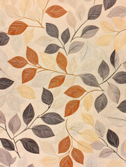 Poster - Seamless Autumn Leaf Pattern with Neutral Beige Background for Fabric or Wallpaper Design : Generative AI