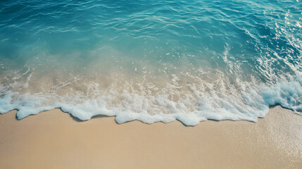 Poster - Serene Ocean Waves Gently Washing Over Sandy Shore at Sunny Beach : Generative AI
